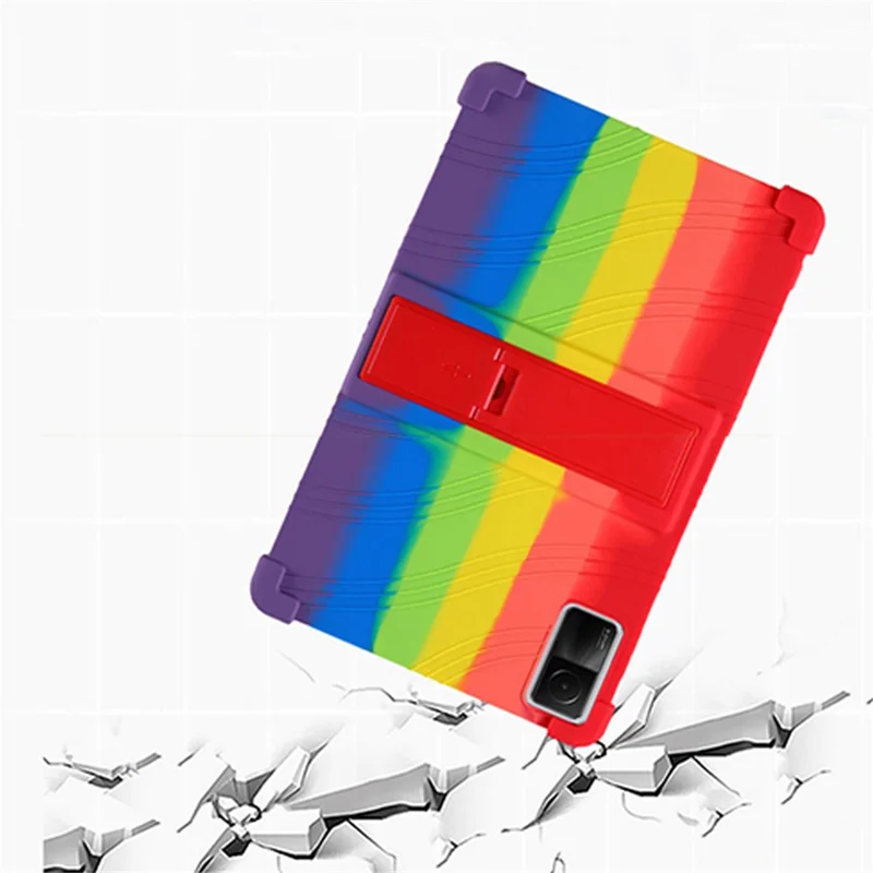 For Xiaomi Redmi Pad Protective Cover, Shock-absorbing Soft Silicone Tablet Case with PC Kickstand - Orange