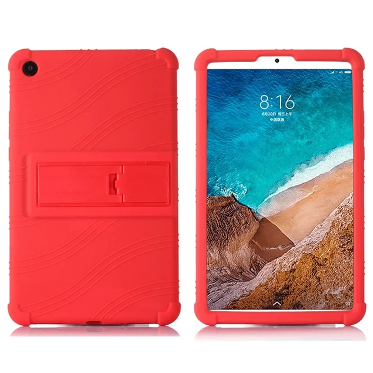 Protective Cover for Xiaomi Mi Pad 4, Flexible Silicone Tablet Case with PC Kickstand Design - Red