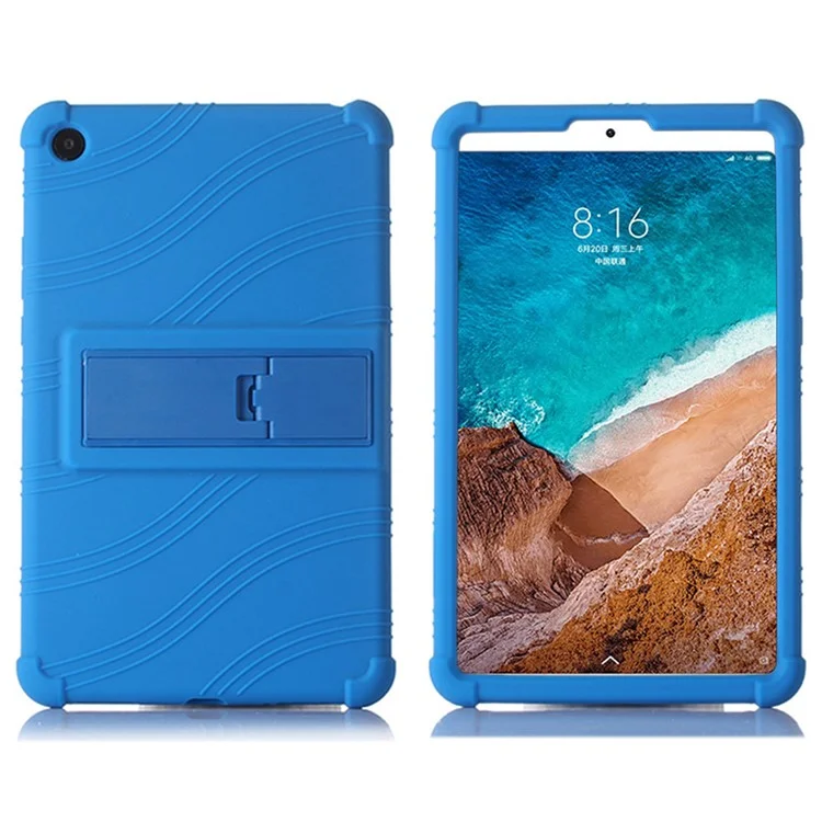 Protective Cover for Xiaomi Mi Pad 4, Flexible Silicone Tablet Case with PC Kickstand Design - Dark Blue