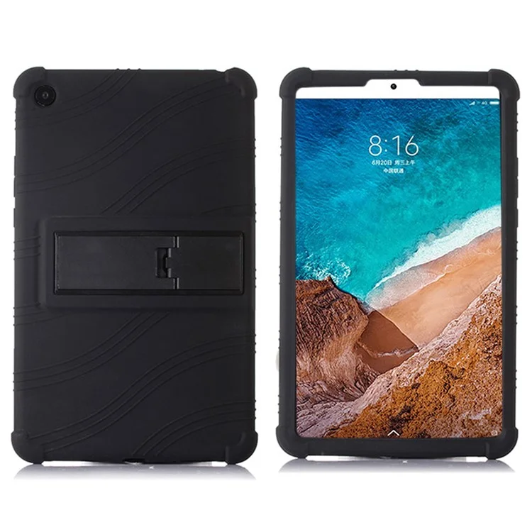 Protective Cover for Xiaomi Mi Pad 4, Flexible Silicone Tablet Case with PC Kickstand Design - Black