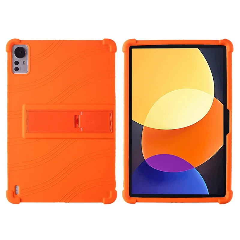 For Xiaomi Pad 5 Pro 12.4 (2022) Protective Cover, Shockproof Silicone Tablet Case with PC Kickstand - Orange
