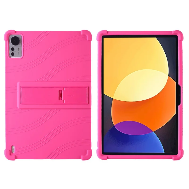 For Xiaomi Pad 5 Pro 12.4 (2022) Protective Cover, Shockproof Silicone Tablet Case with PC Kickstand - Rose