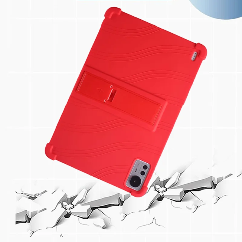 For Xiaomi Pad 5 Pro 12.4 (2022) Protective Cover, Shockproof Silicone Tablet Case with PC Kickstand - Rose