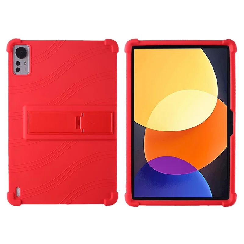 For Xiaomi Pad 5 Pro 12.4 (2022) Protective Cover, Shockproof Silicone Tablet Case with PC Kickstand - Red