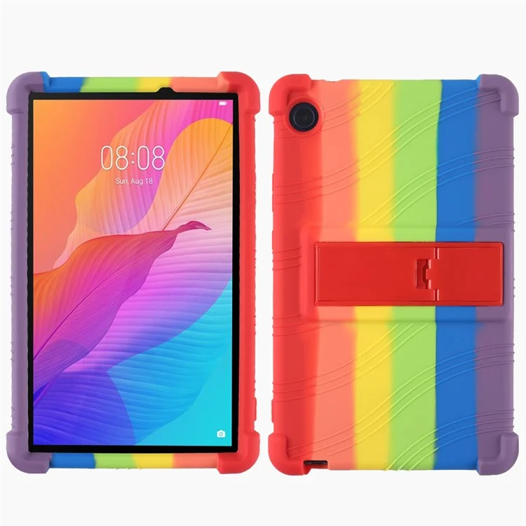 Couverture de Protection Pour Huawei Matepad T8 8 Pouces 2020 (KOB2-L09 / W09), Boîtier de Tablette en Silicone Doux Avec la Kickstand PC - Arc en Ciel