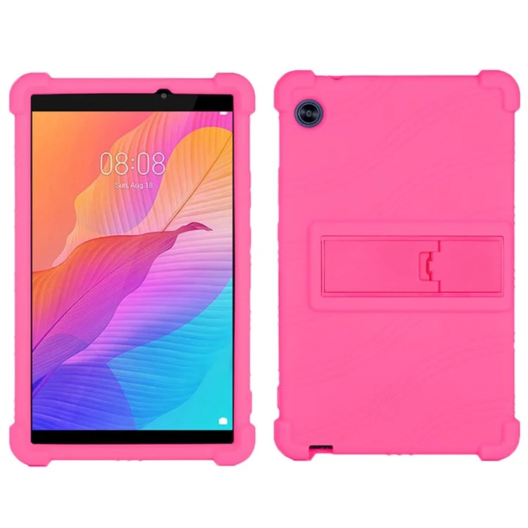 Capa Protetora para Huawei MatePad T8 8 polegadas 2020 (KOB2-L09 / W09), Caixa de Tablet de Silicone Macio com Suporte para PC - Rosa