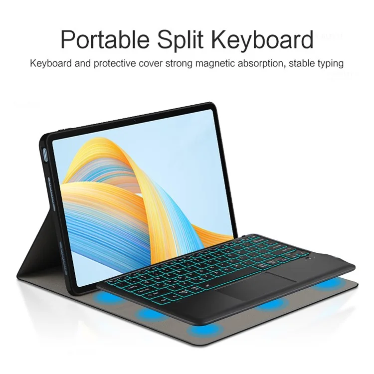 For Honor Pad V8 Pro Backlight Touchpad Bluetooth-compatible Keyboard with Pen Slot Leather Tablet Case