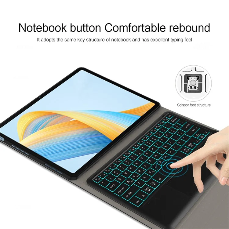 For Honor Pad V8 Pro Backlight Touchpad Bluetooth-compatible Keyboard with Pen Slot Leather Tablet Case