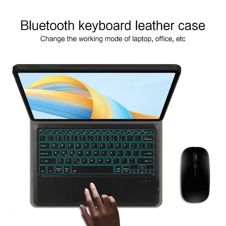 For Honor Pad V8 Pro Backlight Touchpad Bluetooth-compatible Keyboard with Pen Slot Leather Tablet Case