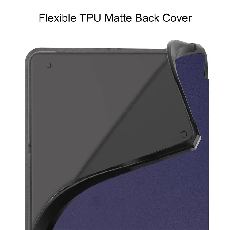 For Amazon Kindle Scribe Origami Stand PU Leather+TPU E-book Reader Case Shockproof E-Reader Cover with Auto Wake / Sleep - Dark Blue