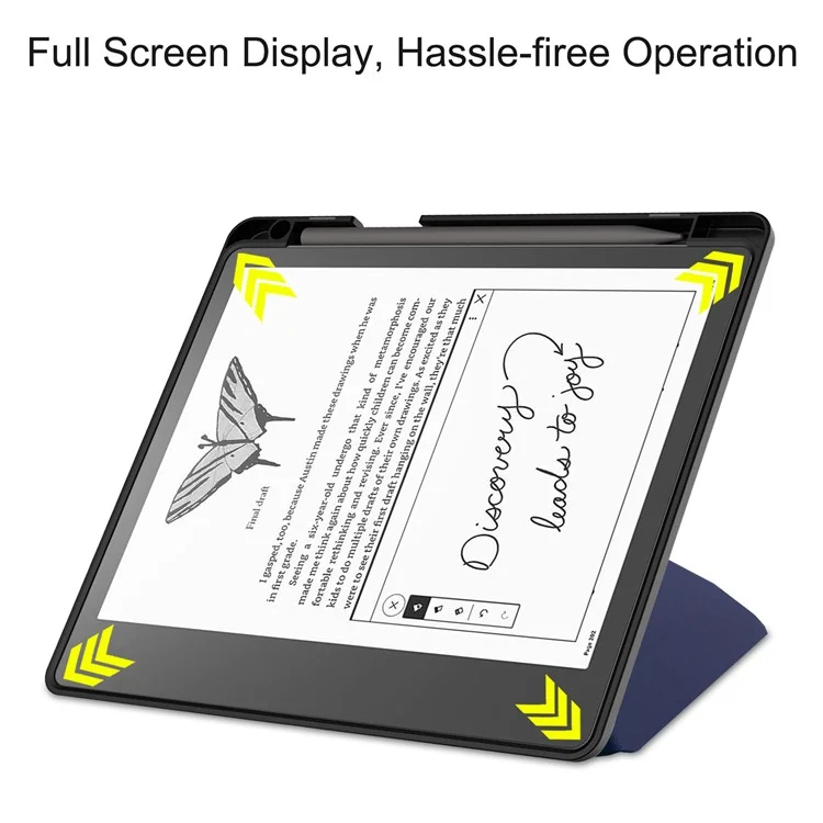 For Amazon Kindle Scribe Origami Stand PU Leather+TPU E-book Reader Case Shockproof E-Reader Cover with Auto Wake / Sleep - Dark Blue
