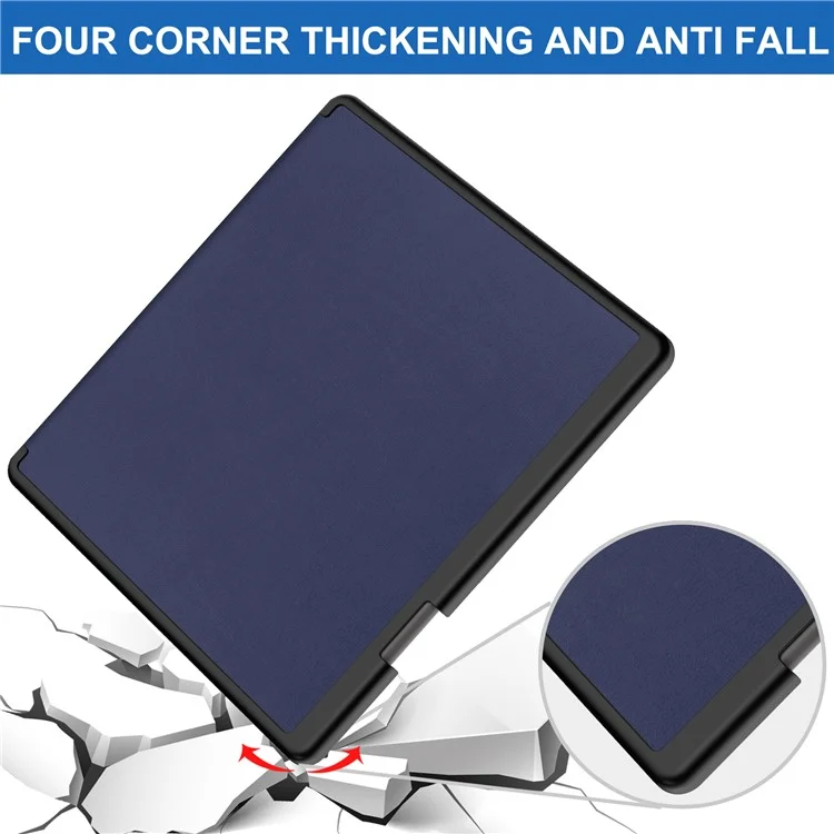 For Amazon Kindle Scribe Origami Stand PU Leather+TPU E-book Reader Case Shockproof E-Reader Cover with Auto Wake / Sleep - Dark Blue