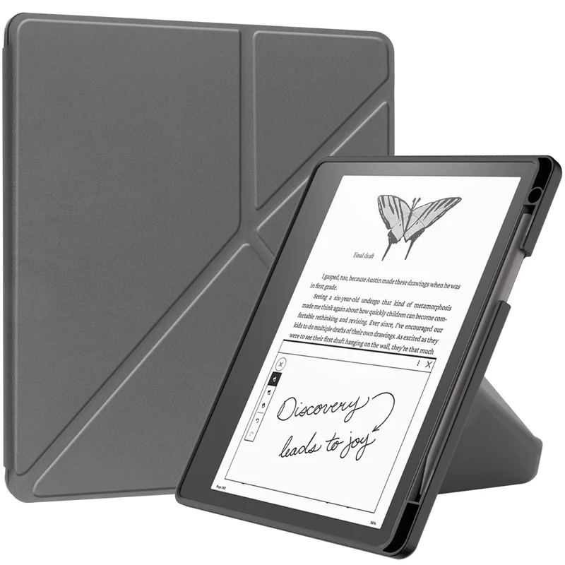 For Amazon Kindle Scribe Origami Stand PU Leather+TPU E-book Reader Case Shockproof E-Reader Cover with Auto Wake / Sleep - Grey