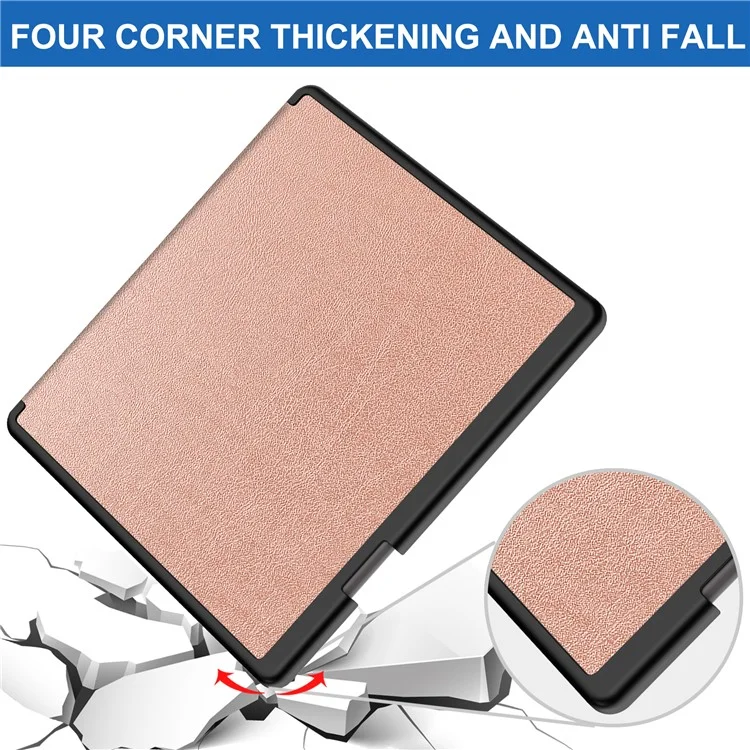 Para Amazon Kindle Scribe Origami Stand PU Leather+TPU Estuche Lector de E-book a prueba de golpes Cubierta E-Reader con Despertar / Dormir automático - Oro Rosa