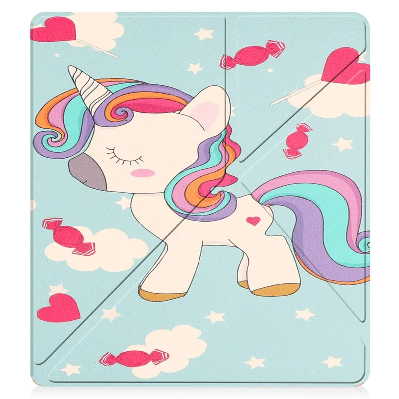 For Amazon Kindle Scribe Pattern Printing Design Leather E-Reader Case Origami Stand Cover E-book Reader Shell with Auto Wake / Sleep - Cute Horse