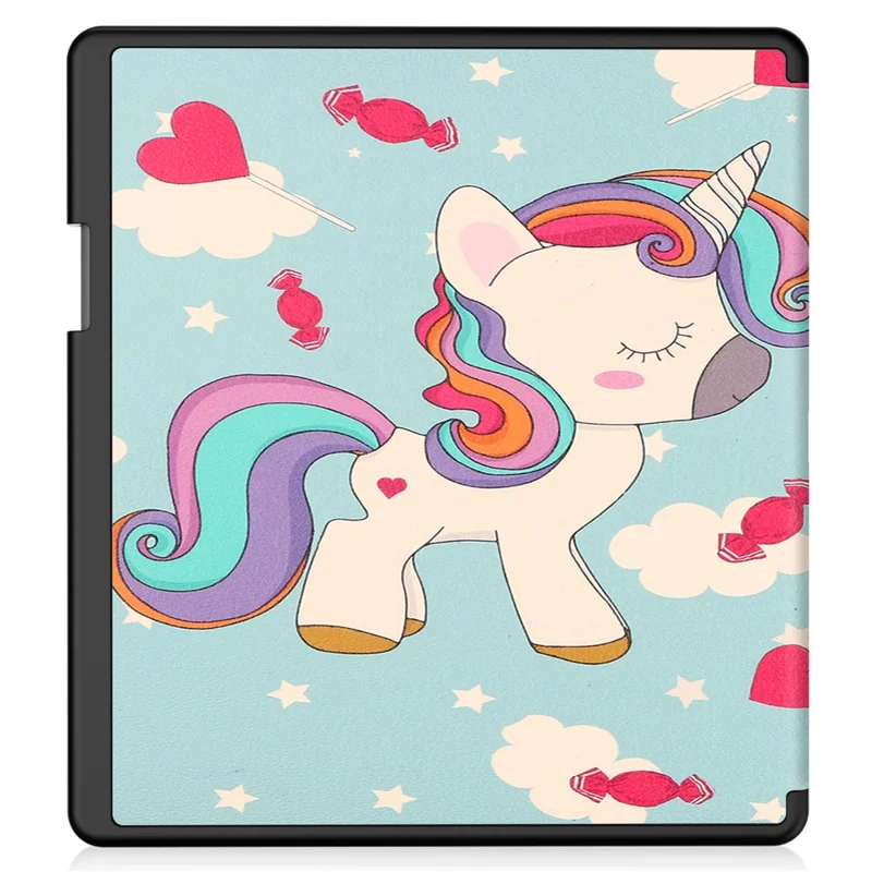 For Amazon Kindle Scribe Pattern Printing Design Leather E-Reader Case Origami Stand Cover E-book Reader Shell with Auto Wake / Sleep - Cute Horse