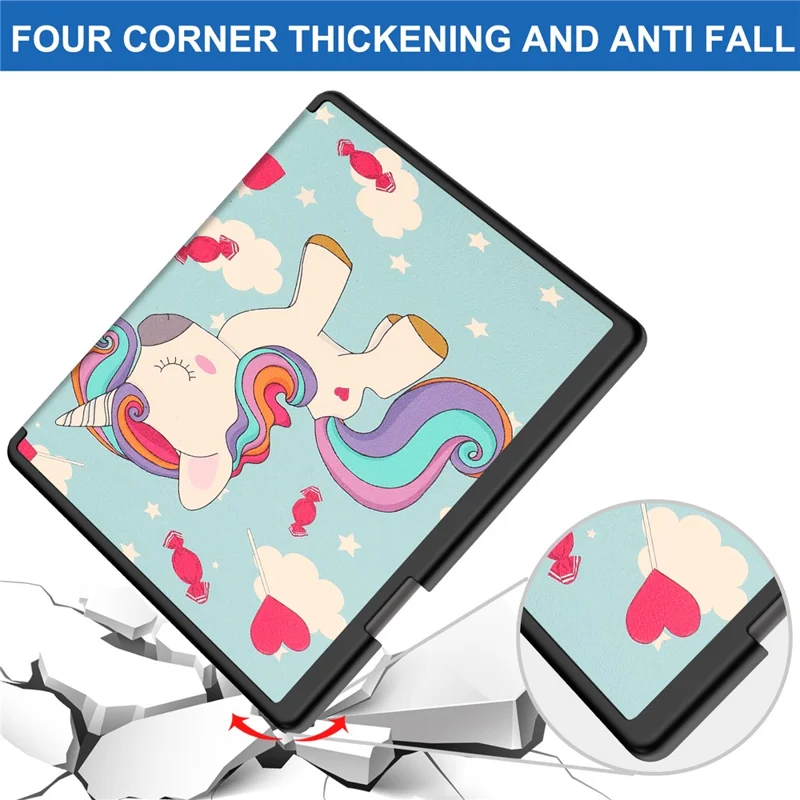 For Amazon Kindle Scribe Pattern Printing Design Leather E-Reader Case Origami Stand Cover E-book Reader Shell with Auto Wake / Sleep - Cute Horse