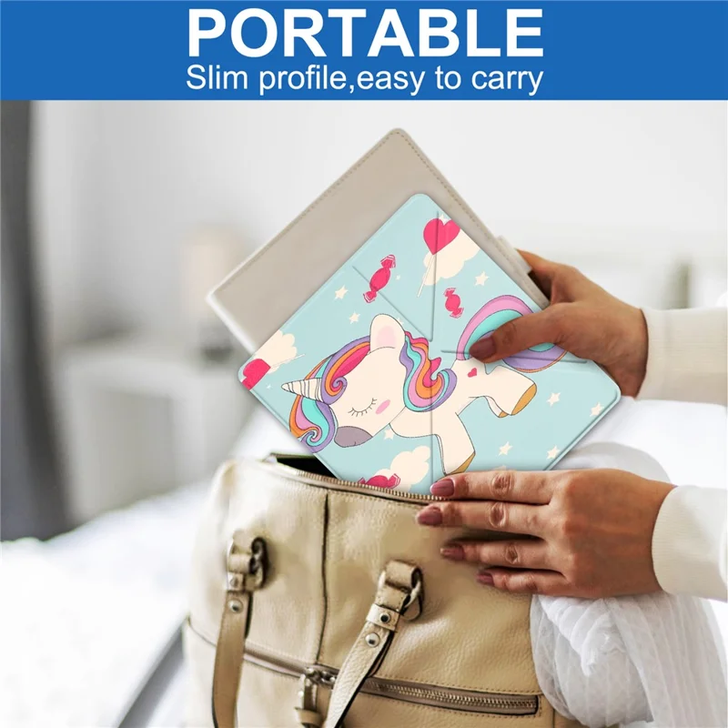 For Amazon Kindle Scribe Pattern Printing Design Leather E-Reader Case Origami Stand Cover E-book Reader Shell with Auto Wake / Sleep - Cute Horse