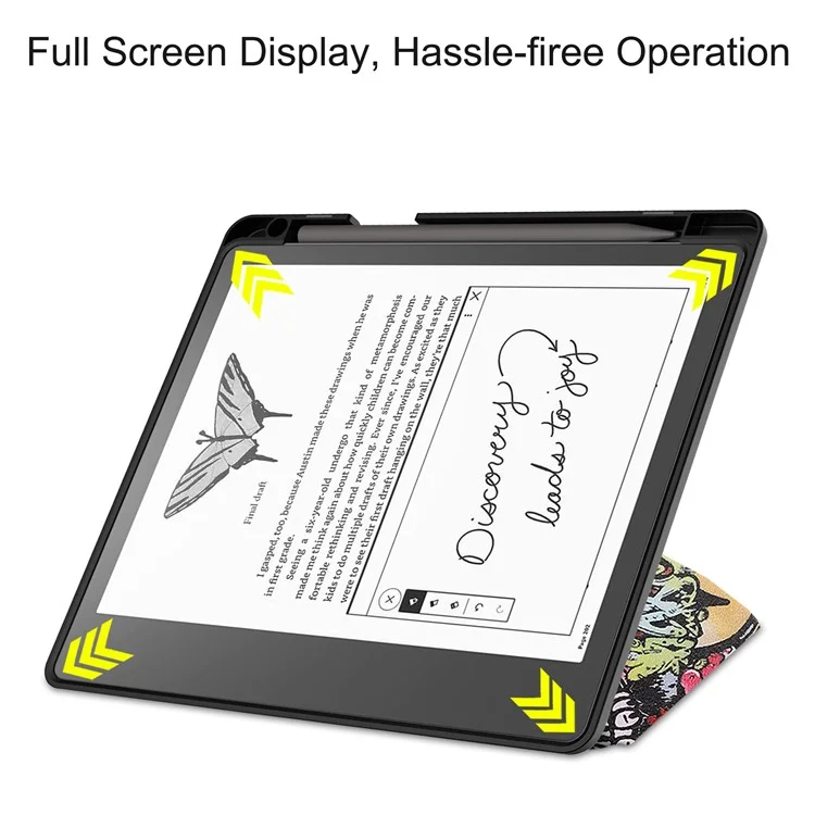 Para Amazon Kindle Scribe Diseño de impresión de patrones Estuche de lector electrónico de cuero Soporte tipo origami Cubierta Carcasa para lector de libros electrónicos con activación / suspensión automática - Graffiti