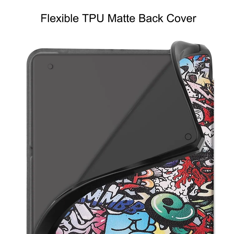 Para Amazon Kindle Scribe Diseño de impresión de patrones Estuche de lector electrónico de cuero Soporte tipo origami Cubierta Carcasa para lector de libros electrónicos con activación / suspensión automática - Graffiti