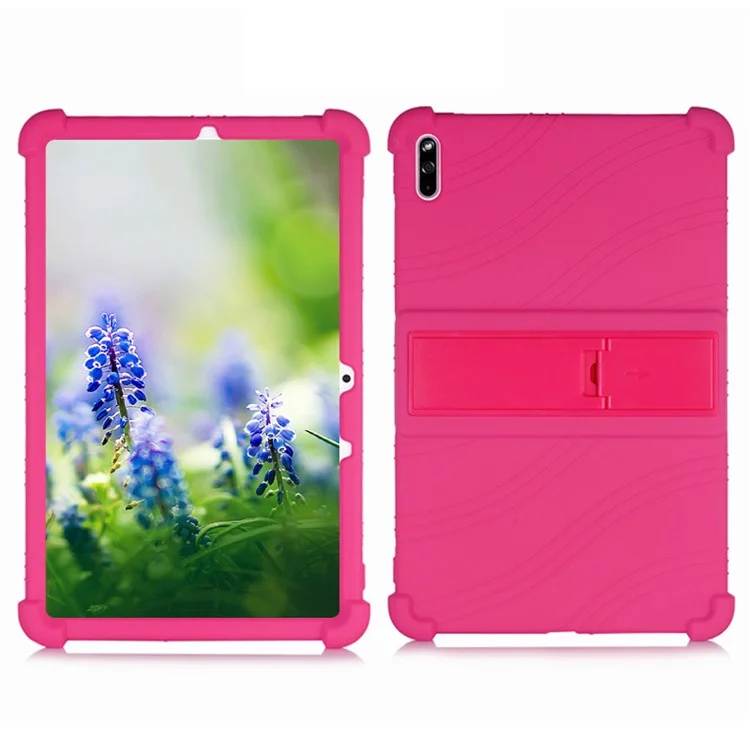 For Huawei MatePad 10.4 (2022) / BAH3-AN10 Anti-drop Tablet Cover Shockproof Silicone Tablet Case with PC Kickstand - Rose