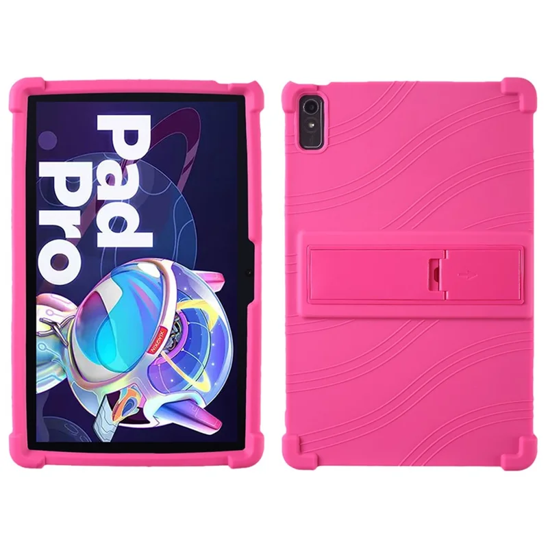 For Lenovo Pad Pro 2022 TB138FC / TB132FU Silicone Tablet Case Multi-Angle Kickstand Protective Cover - Rose