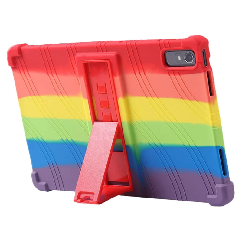 For Lenovo Pad Pro 2022 TB138FC / TB132FU Silicone Tablet Case Multi-Angle Kickstand Protective Cover - Rose