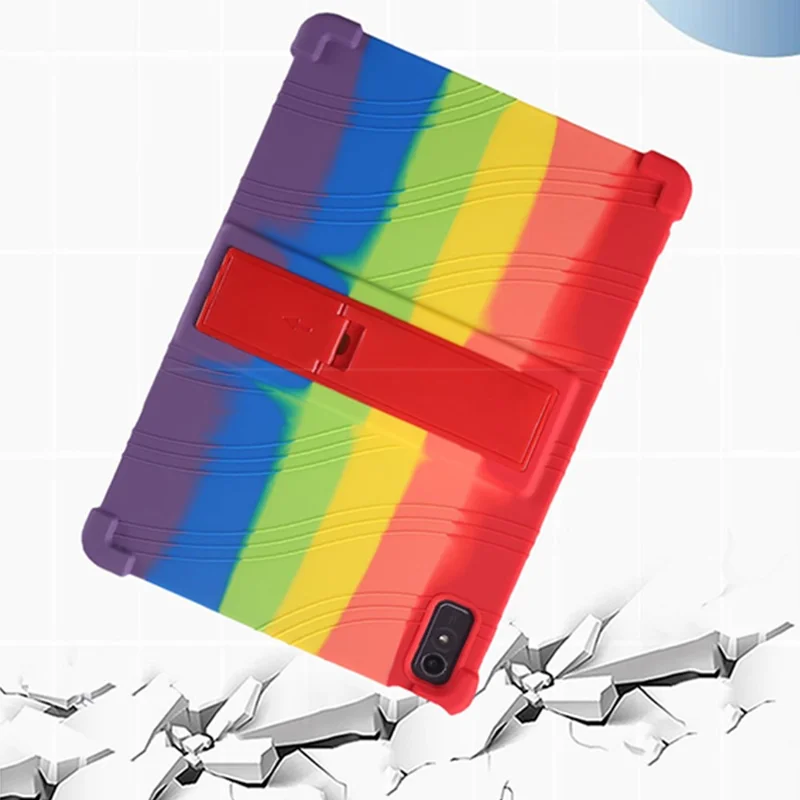 For Lenovo Pad Pro 2022 TB138FC / TB132FU Silicone Tablet Case Multi-Angle Kickstand Protective Cover - Rose