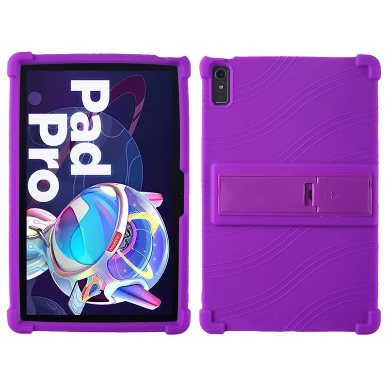 For Lenovo Pad Pro 2022 TB138FC / TB132FU Silicone Tablet Case Multi-Angle Kickstand Protective Cover - Purple