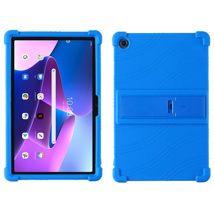Pour Lenovo K10 Pro TB226XC / TB-223FC Anti-Slip Silicone Tablet Case Kickstand Shockproof Protective Cover - Dark Blue