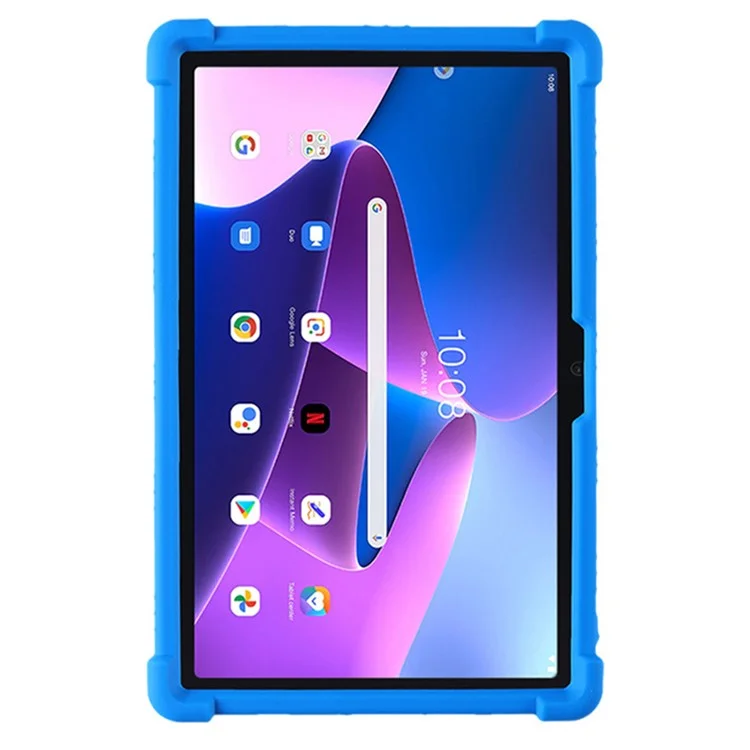 Pour Lenovo K10 Pro TB226XC / TB-223FC Anti-Slip Silicone Tablet Case Kickstand Shockproof Protective Cover - Dark Blue