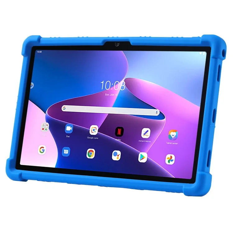 Pour Lenovo K10 Pro TB226XC / TB-223FC Anti-Slip Silicone Tablet Case Kickstand Shockproof Protective Cover - Dark Blue