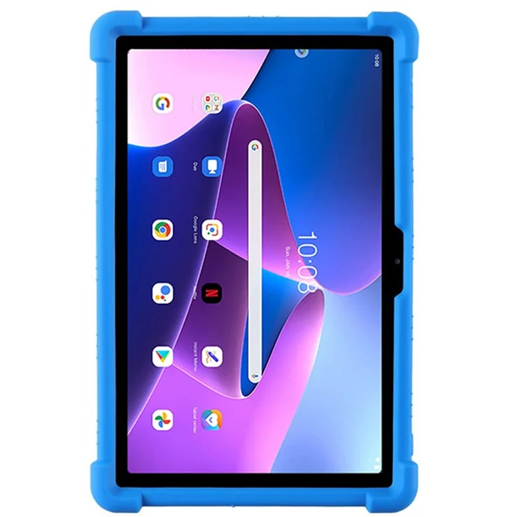 Para Lenovo Tab M10 Plus (3ª generación) / Xiaoxin Pad 2022 de 10.6 pulgadas 125FU / 128FU Funda protectora de silicona con asa giratoria y soporte Shockproof Tablet Case - Azul oscuro