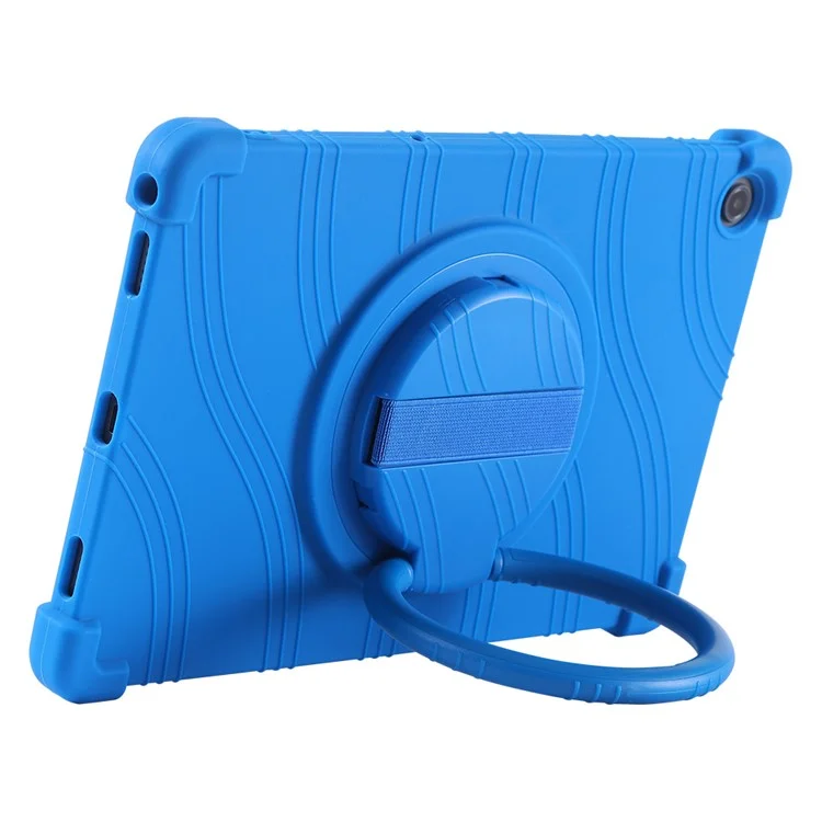 Para Lenovo Tab M10 Plus (3ª generación) / Xiaoxin Pad 2022 de 10.6 pulgadas 125FU / 128FU Funda protectora de silicona con asa giratoria y soporte Shockproof Tablet Case - Azul oscuro