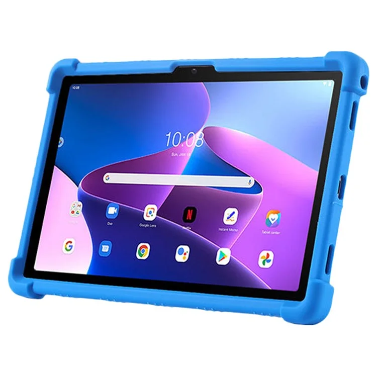 Para Lenovo Tab M10 Plus (3ª generación) / Xiaoxin Pad 2022 de 10.6 pulgadas 125FU / 128FU Funda protectora de silicona con asa giratoria y soporte Shockproof Tablet Case - Azul oscuro