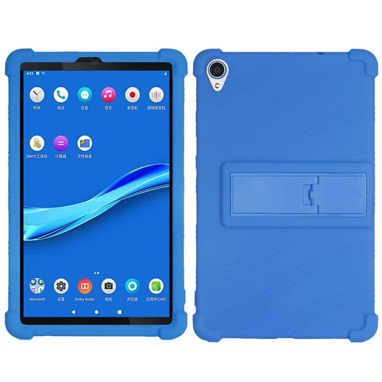 Für Lenovo Tab M8 (FHD) TB-8505 / TB-8705 Kickstand Silicon Tablet Case Anti-rutschkinder Friendly Schockfestes Soft Cover - Dunkelblau