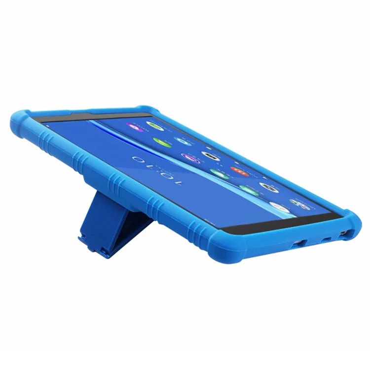 For Lenovo Tab M8 (FHD) TB-8505 / TB-8705 Kickstand Silicone Tablet Case Anti-Slip Kids Friendly Shockproof Soft Cover - Dark Blue