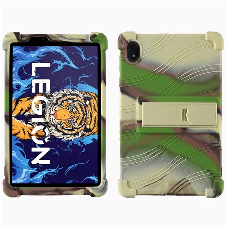 Für Lenovo Legion Y700 Kickstand Soft Silicone Case Anti-Scratch Anti-Collision Tablet Cover - Camouflage