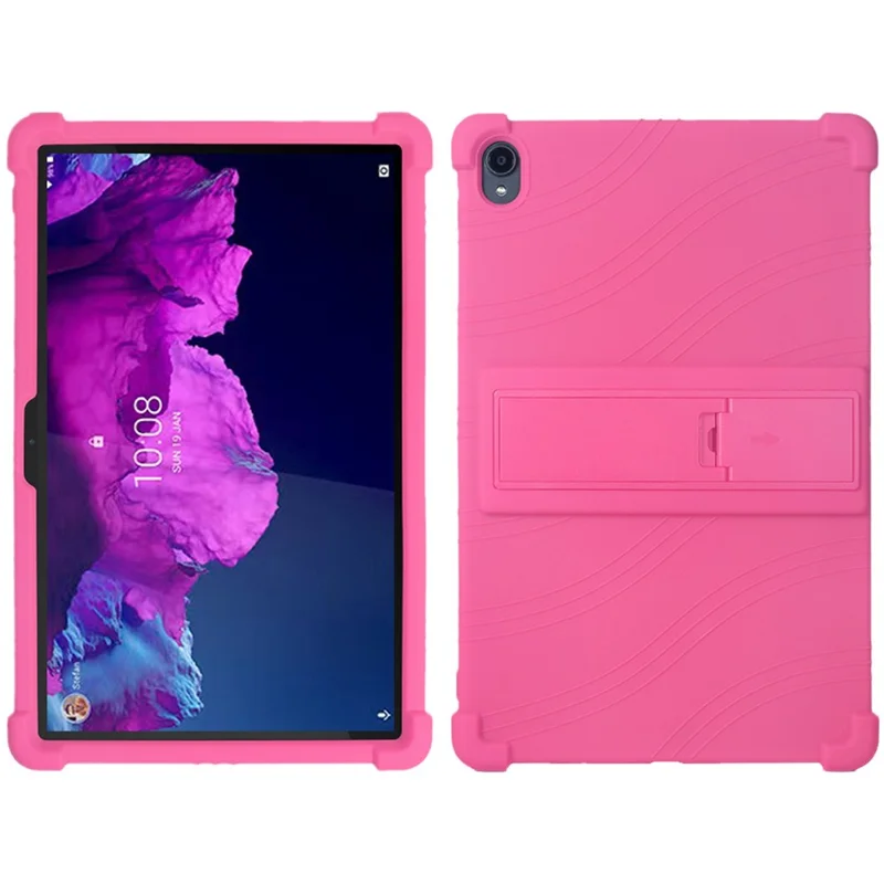 For Lenovo Tab K11 TB-J606N Silicone Tablet Case Kickstand Shockproof Protective Cover - Rose