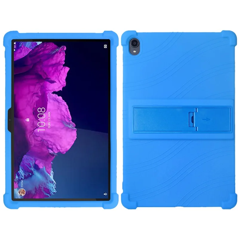 Pour Lenovo Tab K11 TB-J606N Étui en silicone pour tablette Support Coque de protection antichoc - Bleu foncé