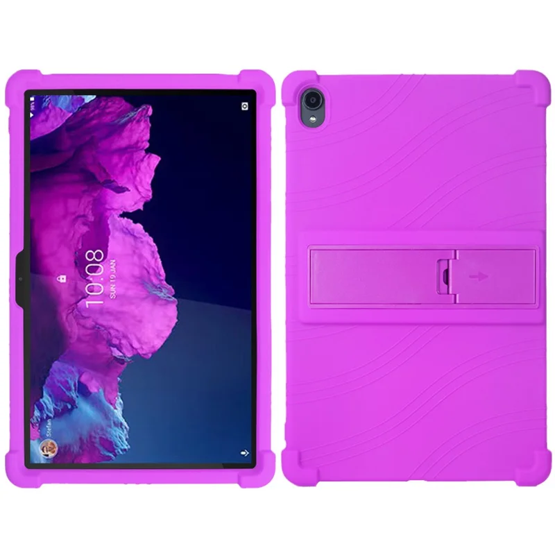 For Lenovo Tab K11 TB-J606N Silicone Tablet Case Kickstand Shockproof Protective Cover - Purple