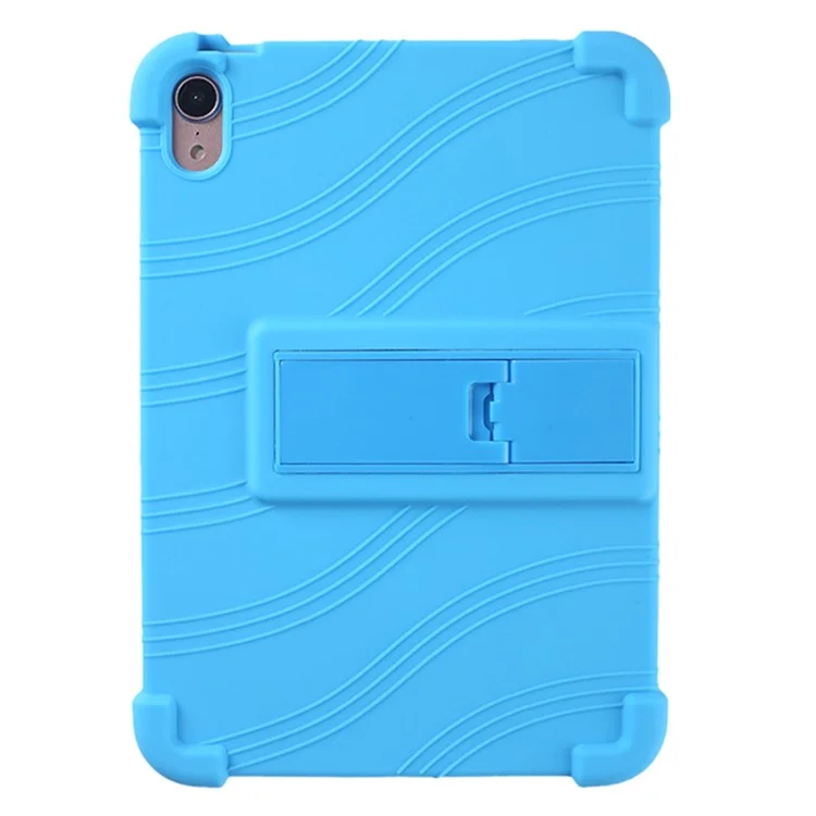For iPad mini (2024) / mini (2021) Kickstand Design Anti-Drop Tablet Case Anti-Scratch Silicone Protective Cover - Sky Blue