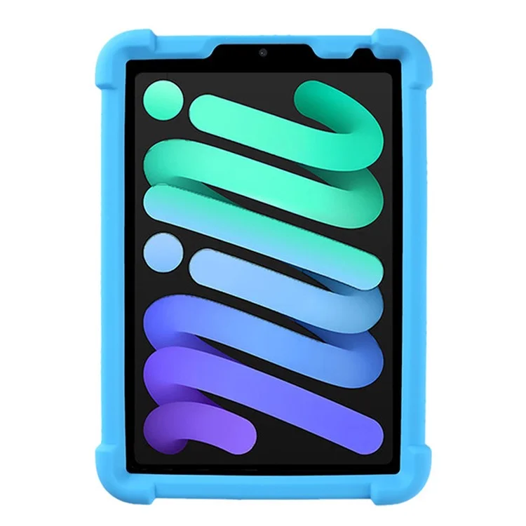 For iPad mini (2024) / mini (2021) Kickstand Design Anti-Drop Tablet Case Anti-Scratch Silicone Protective Cover - Sky Blue