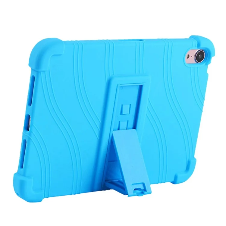 For iPad mini (2024) / mini (2021) Kickstand Design Anti-Drop Tablet Case Anti-Scratch Silicone Protective Cover - Sky Blue