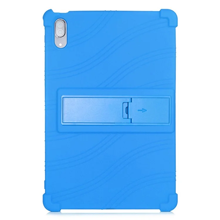 For Lenovo Tab P11 Pro (2020) TB-J706F Anti-Slip Silicone Protective Skin Shockproof Tablet Cover with PC Kickstand - Dark Blue