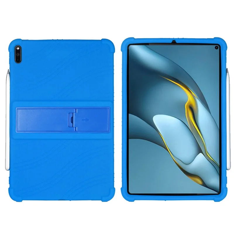 For Huawei MatePad Pro 10.8 (2021) MRR-W19 Shockproof Silicone Tablet Case PC Kickstand Protective Cover - Dark Blue