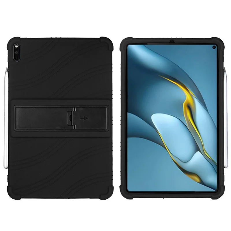 For Huawei MatePad Pro 10.8 (2021) MRR-W19 Shockproof Silicone Tablet Case PC Kickstand Protective Cover - Black
