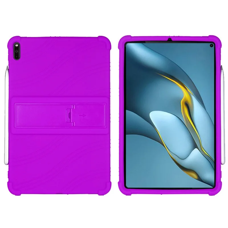 For Huawei MatePad Pro 10.8 (2021) MRR-W19 Shockproof Silicone Tablet Case PC Kickstand Protective Cover - Purple