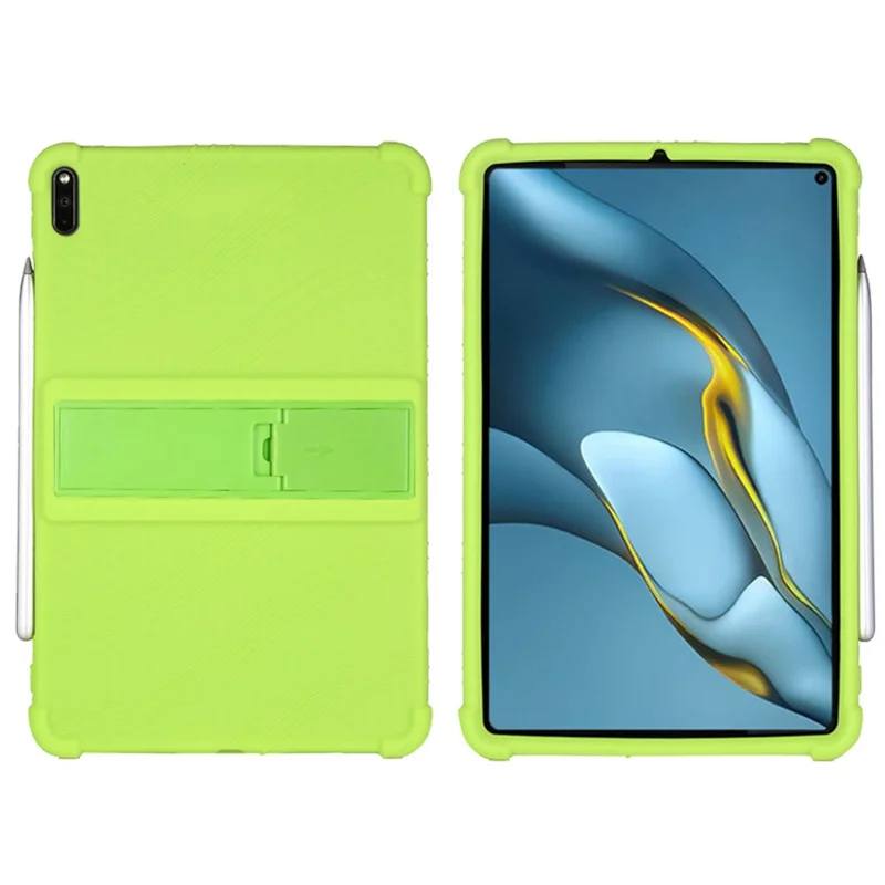 For Huawei MatePad Pro 10.8 (2021) MRR-W19 Shockproof Silicone Tablet Case PC Kickstand Protective Cover - Green