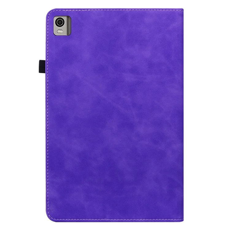 Para Nokia T21 Zipper Pocket PU Leather Case, Elastic Band Closure Stand Card Holder Tablet Cover - Morado